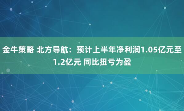 金牛策略 北方导航：预计上半年净利润1.05亿元至1.2亿元 同比扭亏为盈